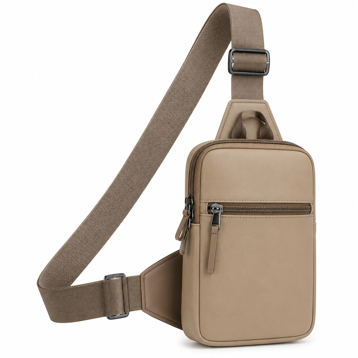 Bolso Bandolera Cruzado Unisex Color Caqui con Cremallera