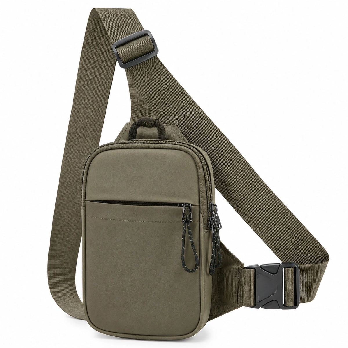 Bolso Bandolera Hombre Verde Oliva Cremallera 3L