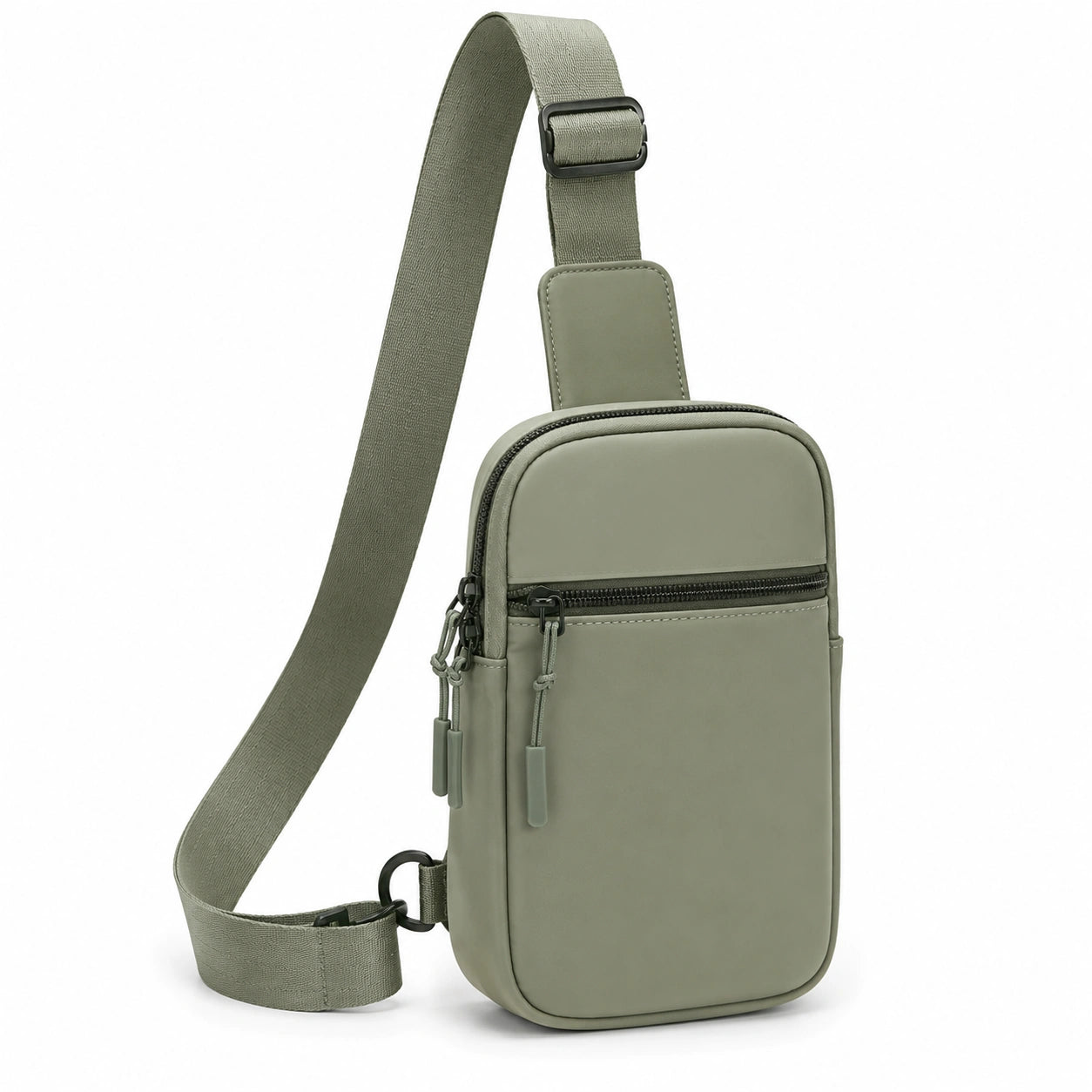 Bolso Bandolera Moderno para Hombre en Verde con Cremallera y Correa Ajustable