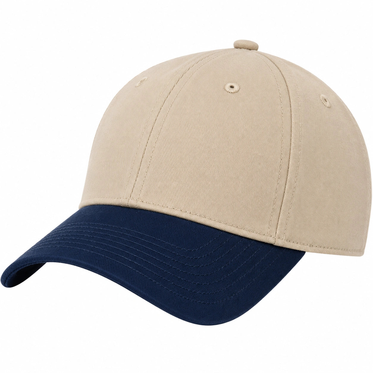 Gorra de Béisbol Ajustable Beige y Azul con Visera Curva