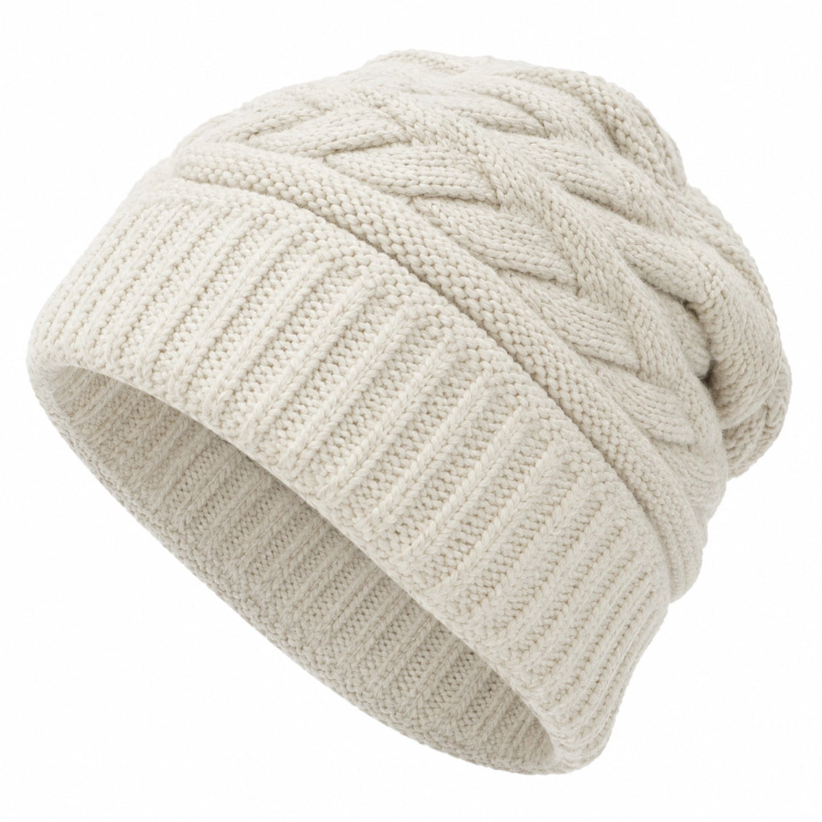 Gorro de punto trenzado color crema