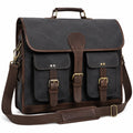 Maletín de Lona Vintage para Hombre Gris y Marrón