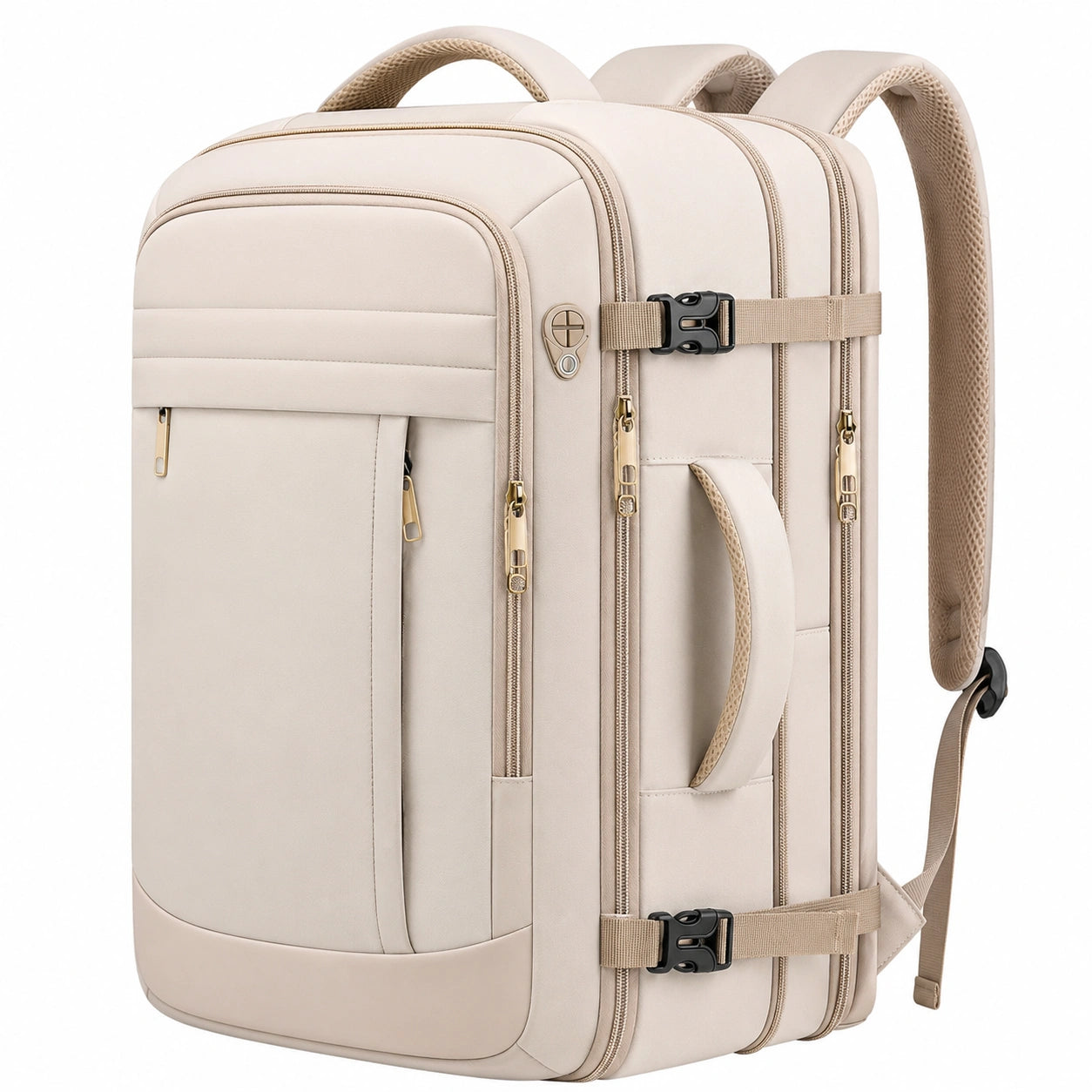 Mochila de Viaje Expandible Beige con Correa Ajustable