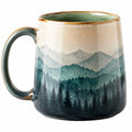 Taza de cerámica con paisaje montañoso verde y beige 350ml