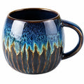 Taza de cerámica esmaltada azul y marrón 350ml
