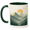 Taza de cerámica con diseño de montañas Verde Oscuro/Blanco