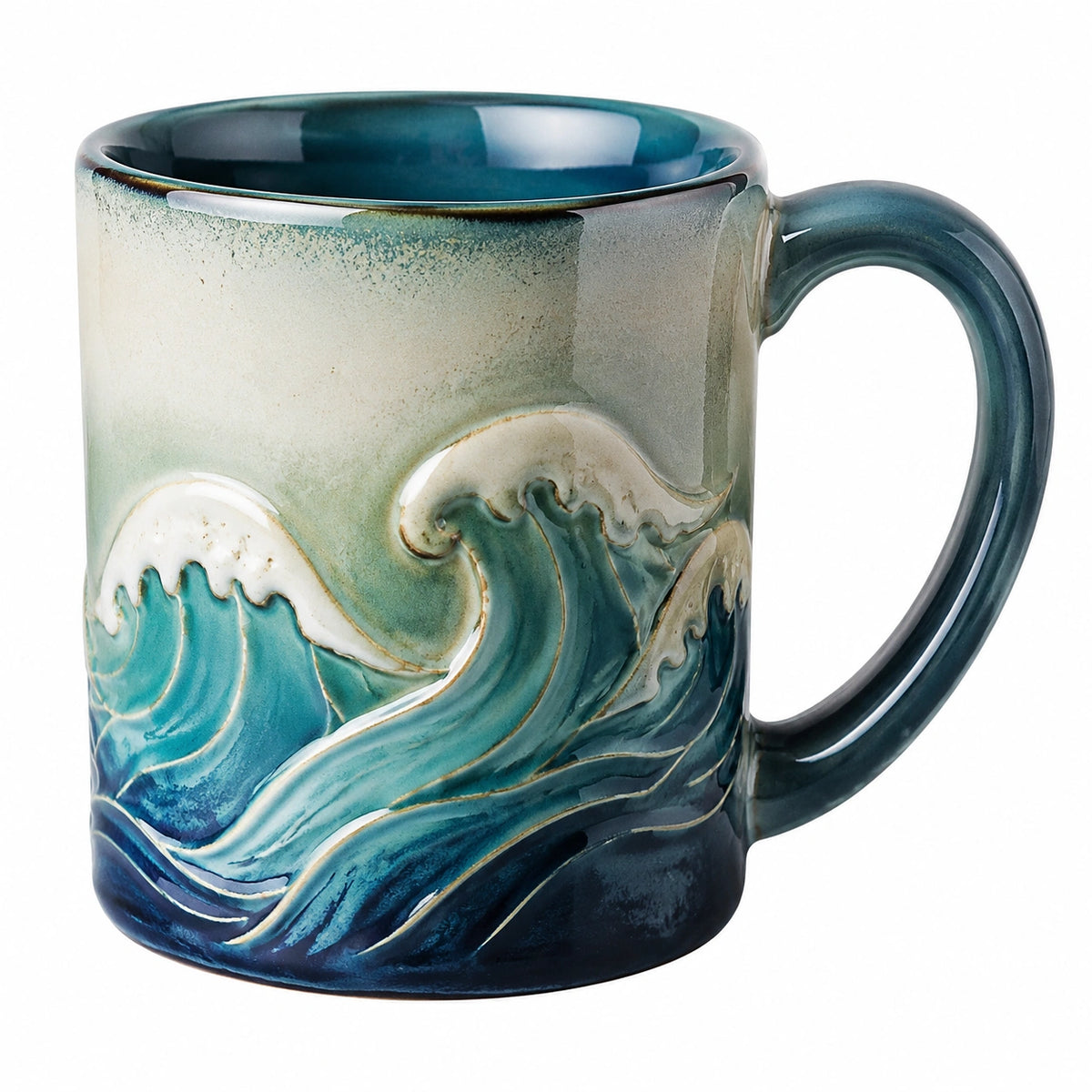 Taza de cerámica con diseño de olas en relieve 350 ml
