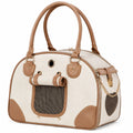 Bolso de Transporte para Mascotas Pequeñas Beige y Marrón con Ventilación