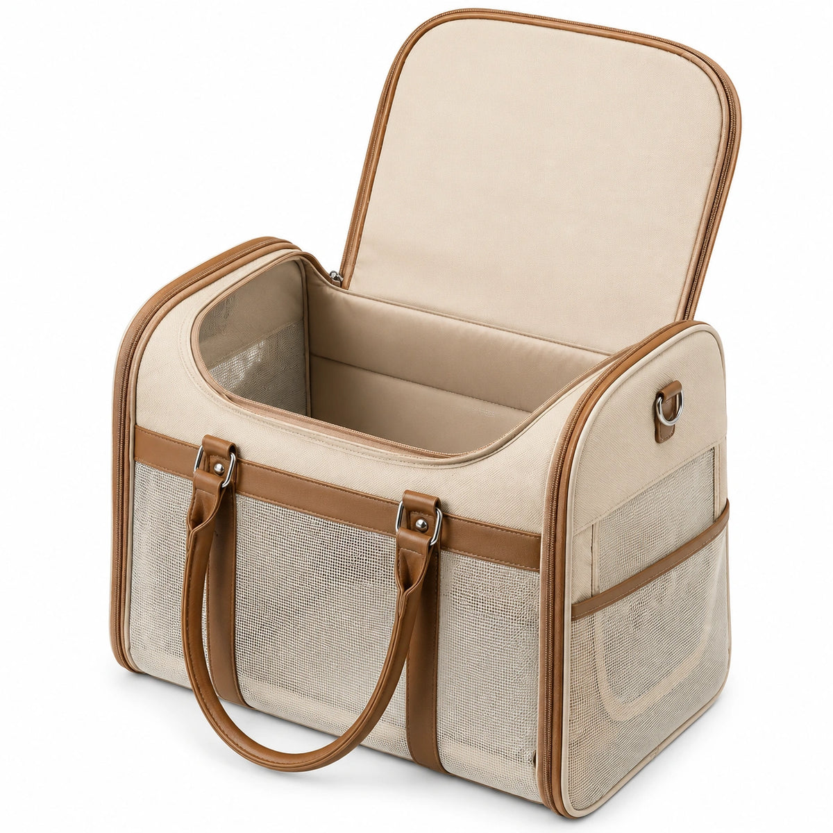 Transportín para Mascotas Mediano Beige y Marrón