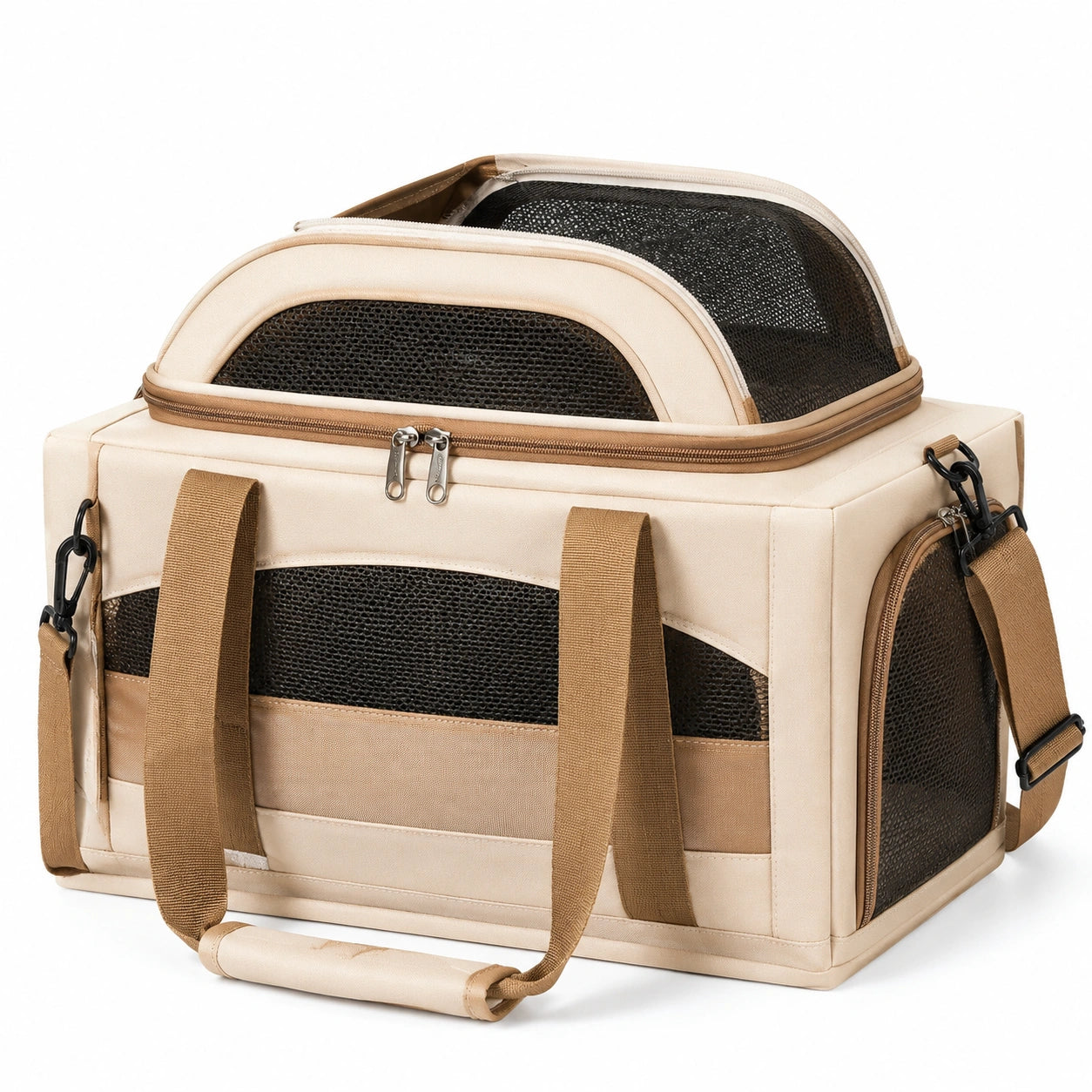 Transportín Plegable para Mascotas Beige 50 cm