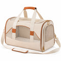 Bolso de Transporte para Mascotas Plegable Beige con Asa Acolchada